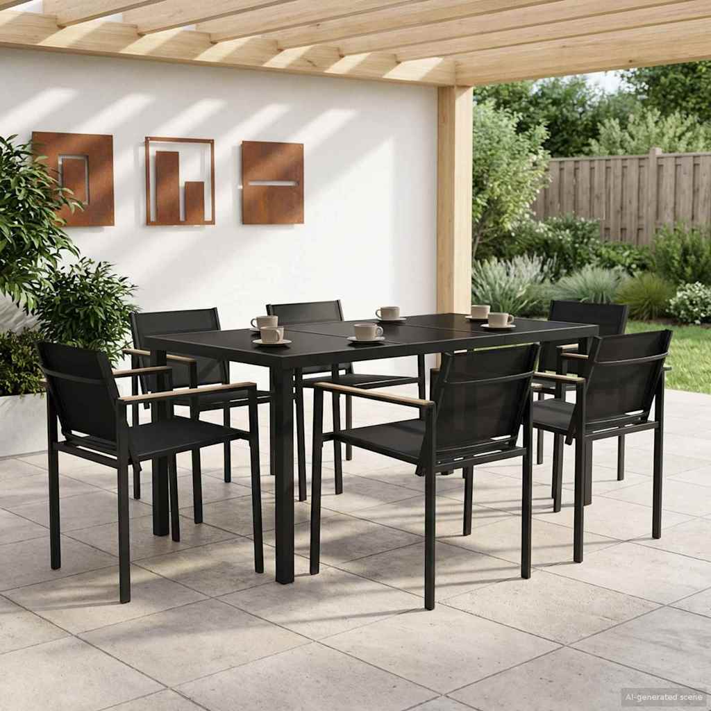3422889_1.jpg vidaXL Záhradný nábytok 7 pcs Čierna a antracit 160 x 80 x 73 cm – Obrázok 1