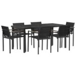 vidaXL Záhradný nábytok 7 pcs Čierna a antracit 160 x 80 x 73 cm – Obrázok 2