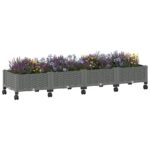 vidaXL Záhradný črepník s kolieskami Svetlosivá 160 x 40 x 33 cm PP – Obrázok 3