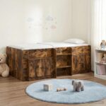 vidaXL Loftová posteľ s kabinetom 3 pcs Dymový dub Kompozitné drevo