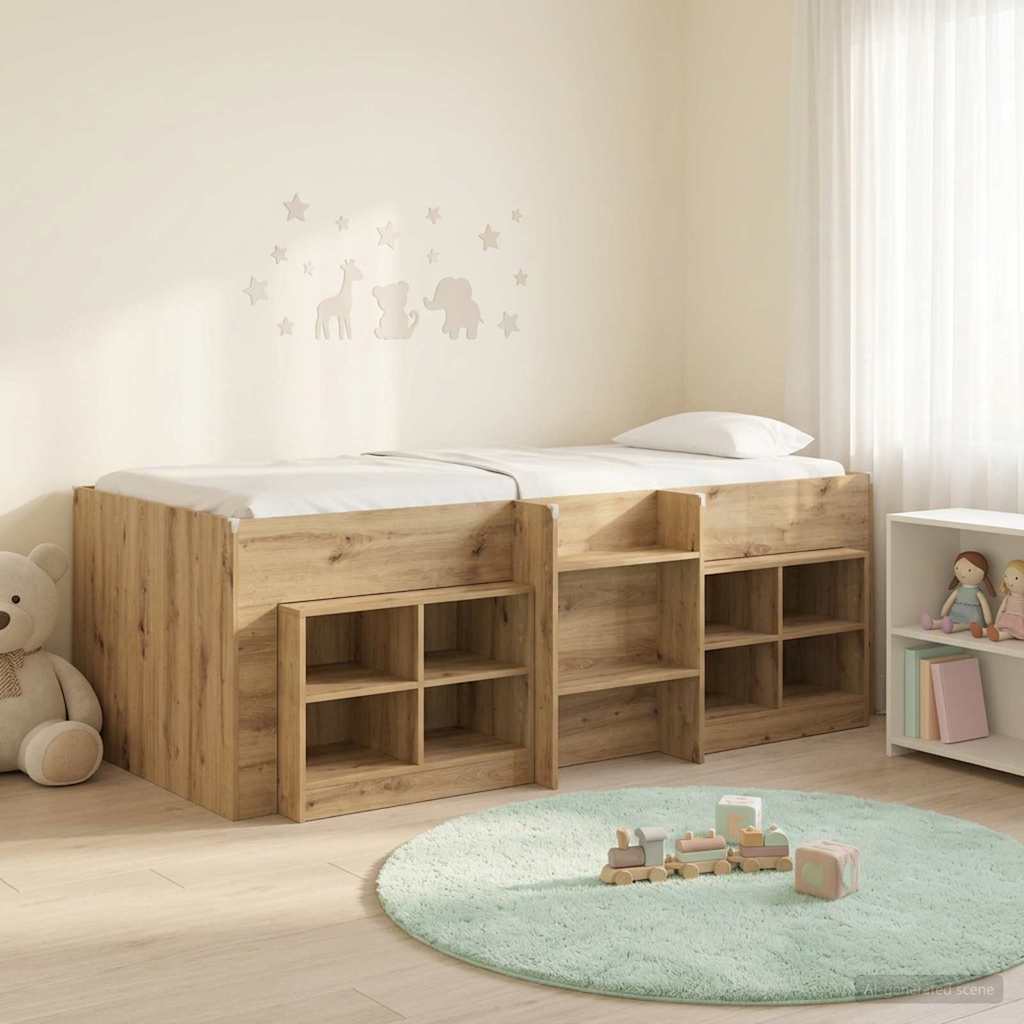 3423437_1.jpg vidaXL Loftová posteľ s kabinetom 3 ks Dub artisan Kompozitné drevo – Obrázok 1