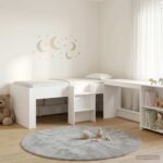 vidaXL Detská vysoká posteľ s pultom Biela 80 x 200 cm