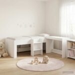 vidaXL Rám postele so stolom Biela 90 x 200 cm Kompozitné drevo