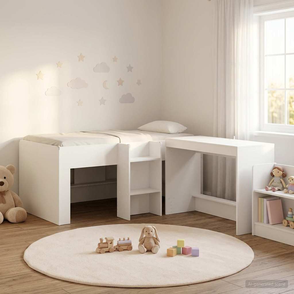 3423462_1.jpg vidaXL Detská vysoká posteľ s pultom Biela 80 x 160 cm – Obrázok 1