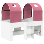 vidaXL Posteľ s Túnelom 4 pcs Biela a ružová Kompozitné drevo – Obrázok 2
