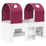 vidaXL Posteľ s Túnelom 4 pcs Biela a červená Kompozitné drevo – Obrázok 2