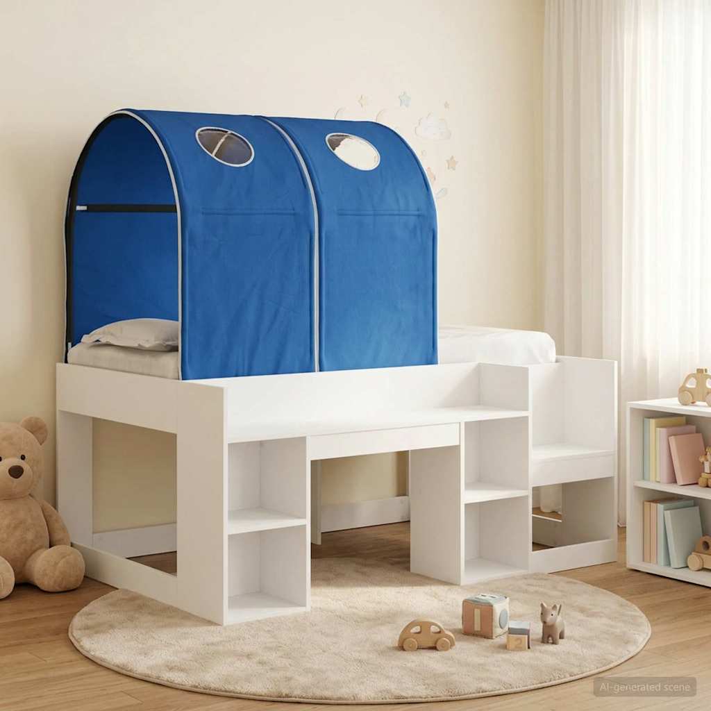 3423499_1.jpg vidaXL Posteľ s Tunelom 4 pcs Biela a modrá Kompozitné drevo – Obrázok 1