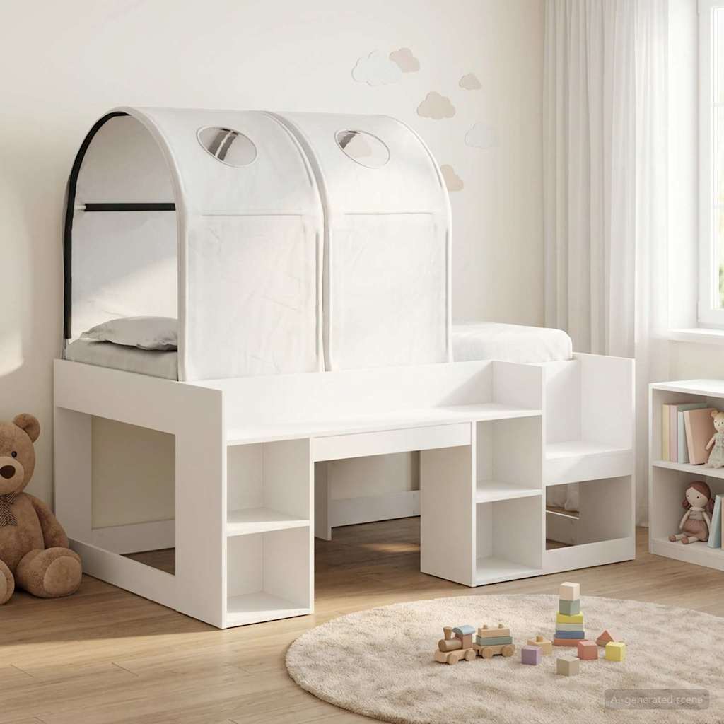 3423503_1.jpg vidaXL Posteľ s Tunelom 4 pcs Biela Kompozitné drevo – Obrázok 1