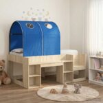 vidaXL Posteľ s Tunelom 3 ks Dub sonoma a modrá Kompozitné drevo