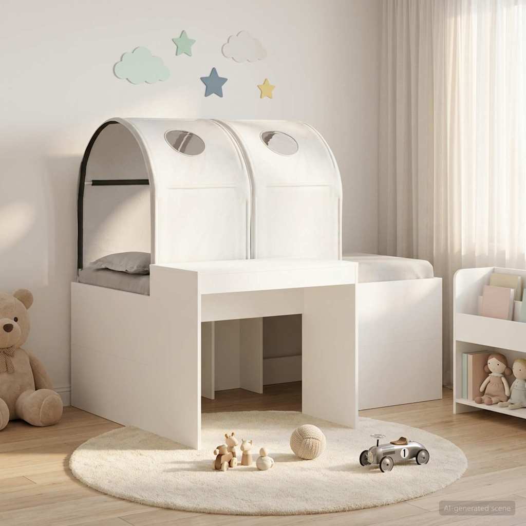 3423515_1.jpg vidaXL Posteľ s Tunelom 4 pcs Artisian dub a biela Kompozitné drevo – Obrázok 1
