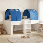 vidaXL Posteľ s Tunelom 4 pcs Biela a modrá Kompozitné drevo