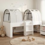 vidaXL Posteľ s Tunelom 4 pcs Biela Kompozitné drevo