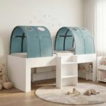 vidaXL Posteľ s Tunelom 4 pcs Biela a svetlomodrá Kompozitné drevo