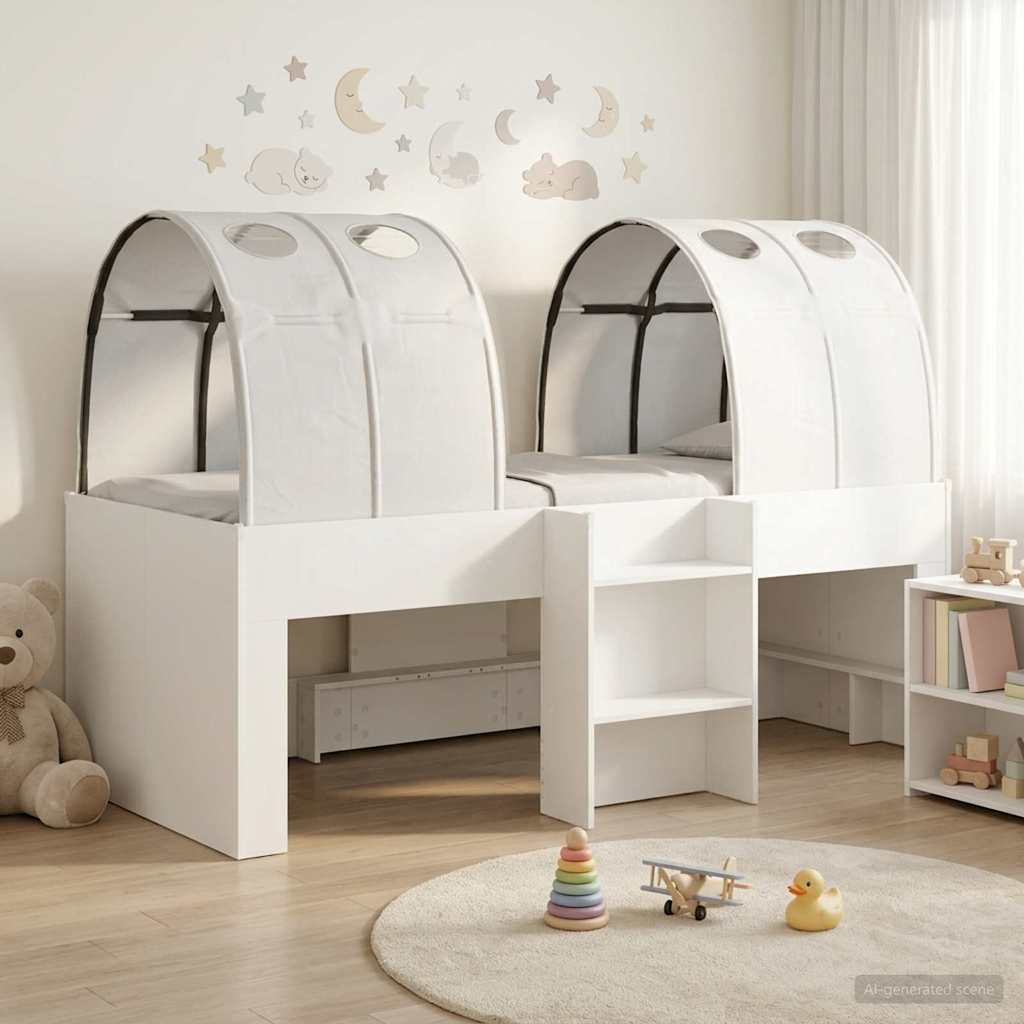 3423575_1.jpg vidaXL Posteľ s Tunelom 4 pcs Biela Kompozitné drevo – Obrázok 1