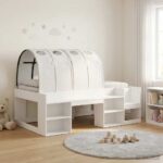 vidaXL Posteľ s Tunelom 4 pcs Biela Kompozitné drevo