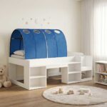 vidaXL Posteľový rám s tunelom 3 pcs Biela a modrá Kompozitné drevo