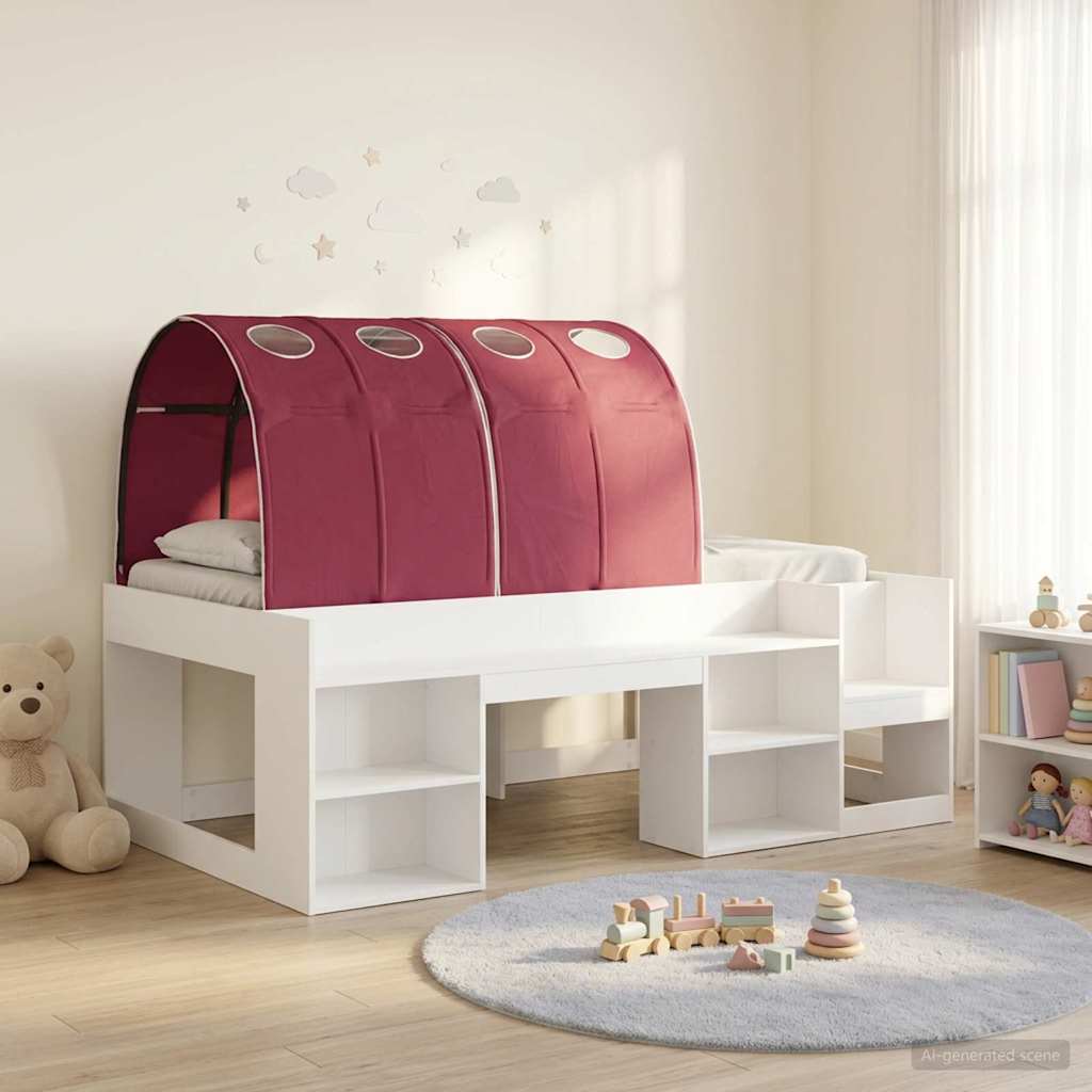3423621_1.jpg vidaXL Posteľový rám s tunelom 3 pcs Biela a červená Kompozitné drevo – Obrázok 1