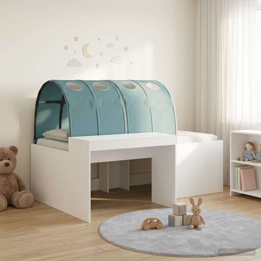 3423654_1.jpg vidaXL Posteľ s tunelom 4 pcs Artisian dub a svetlo modrá – Obrázok 1