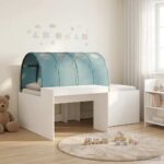 vidaXL Posteľ s Tunelom 4 pcs Biela a svetlomodrá Kompozitné drevo