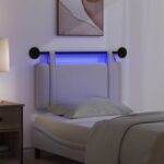 vidaXL Závesné čelo postele S LED svetlom Oblá šedá Látka – Obrázok 5