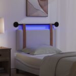 vidaXL Závesné čelo postele S LED svetlom Oblá šedá Antik PU – Obrázok 5