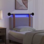 vidaXL Závesné čelo postele S LED svetlom Sivohnedá Antik PU – Obrázok 5