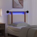 vidaXL Závesné čelo postele S LED svetlom Krémová Antik PU – Obrázok 5