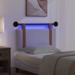vidaXL Závesné čelo postele S LED svetlom Biela Antik PU – Obrázok 5
