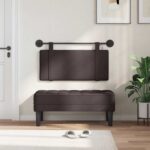 vidaXL Závesné čelo postele S LED svetlom Tmavohnedá Látka – Obrázok 3