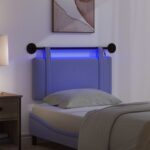 vidaXL Závesné čelo postele S LED svetlom Modrá džínovina Látka – Obrázok 5