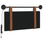 vidaXL Závesné čelo postele S LED svetlom Oblá šedá Antik PU – Obrázok 7