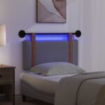 vidaXL Závesné čelo postele S LED svetlom Tmavosivá Antik PU – Obrázok 5