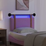 vidaXL Závesné čelo postele S LED svetlom Ružová Antik PU – Obrázok 5
