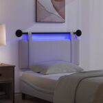 vidaXL Závesné čelo postele S LED svetlom Oblá šedá Látka – Obrázok 5