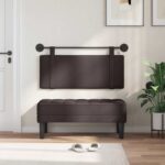 vidaXL Závesné čelo postele S LED svetlom Tmavohnedá Látka – Obrázok 3