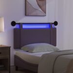 vidaXL Závesné čelo postele S LED svetlom Tmavohnedá Látka – Obrázok 5