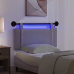 vidaXL Závesné čelo postele S LED svetlom Sivohnedá Látka – Obrázok 5