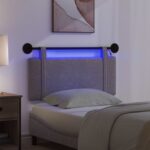 vidaXL Závesné čelo postele S LED svetlom Sivá Antik PU – Obrázok 5