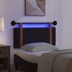 vidaXL Závesné čelo postele S LED svetlom Čierna Antik PU – Obrázok 5