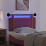 vidaXL Závesné čelo postele S LED svetlom Víno červené Antik PU – Obrázok 5