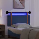 vidaXL Závesné čelo postele S LED svetlom Modrá Antik PU – Obrázok 5