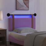 vidaXL Závesné čelo postele S LED svetlom Ružová Antik PU – Obrázok 5