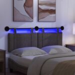 vidaXL Závesné čelo postele S LED svetlom Čierna Antik PU – Obrázok 5
