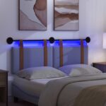 vidaXL Závesné čelo postele S LED svetlom Modrá džínovina Antik PU – Obrázok 5