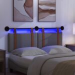 vidaXL Závesné čelo postele S LED svetlom Tmavosivá Antik PU – Obrázok 5