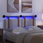vidaXL Závesné čelo postele S LED svetlom Biela Antik PU – Obrázok 5