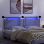 vidaXL Závesné čelo postele S LED svetlom Modrá džínovina Látka – Obrázok 5