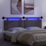 vidaXL Závesné čelo postele S LED svetlom Čierna Antik PU – Obrázok 5