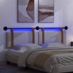 vidaXL Závesné čelo postele S LED svetlom Oblá šedá Antik PU – Obrázok 5