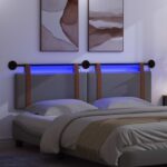 vidaXL Závesné čelo postele S LED svetlom Tmavosivá Antik PU – Obrázok 5
